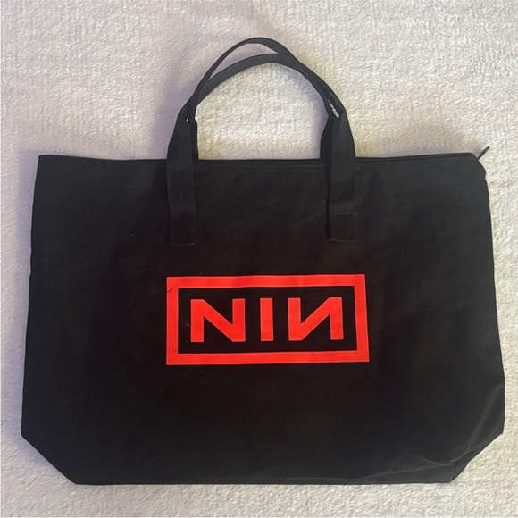 Nine Inch Nails Handbags - Nine Inch Nails NIN Black Tote Bag Peel it Back 2025 concert